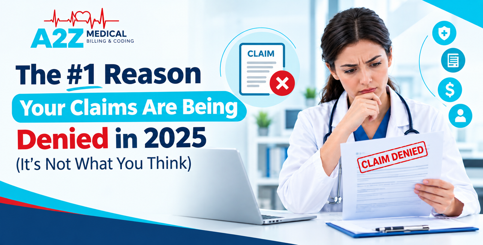 Meta Title The #1 Reason Claims Get Denied (It's Not What You Think) Meta Description One coding error can cost you thousands in denied claims. Here's the real reason your claims keep bouncing back, and how to stop it for good. Focused Keyword: medical coding errors The #1 Reason Your Claims Are Being Denied in 2025 (It's Not What You Think) Most practices blame the payer. Wrong plan year. Wrong deductible. A prior auth that got lost in some fax machine graveyard. Here's the uncomfortable truth. In a large share of denials, the payer didn't do anything sneaky at all. Your claim got kicked back because of something that happened before it ever left your building: a code that didn't match the note, a modifier that got skipped, or documentation that didn't back up what was billed. Coding and documentation problems are quietly eating a huge slice of practice revenue right now. Not eligibility. Not authorization delays. Not "the insurance company being difficult." At A2Z Billings, we pull denial reports every single day, and the pattern never changes. The claims that die aren't the complicated ones. They're the ones that looked fine at a glance and fell apart under a closer read, tripped up by the kind of medical coding errors that never get caught until it's too late. It's Not Eligibility. It's Not Prior Auth. Here's What's Really Going On. Ask a front desk team why claims get denied and you'll hear the same three answers every time: eligibility, authorization, timely filing. Those are real problems. But they're also the easy ones to spot, because they show up before the claim even goes out. Coding and documentation denials are sneakier. They hide behind vague remark codes like "services not supported by documentation" or "modifier inconsistent with procedure." Nobody flags these until a payment doesn't show up thirty or sixty days later, and by then the staff member who submitted the claim has moved on to fifty other things. Recent revenue cycle benchmark data backs this up. One widely cited industry benchmark report tracked coding-related denials climbing by more than 125 percent in a single year, a far steeper jump than almost any other denial category. Other industry analyses put the share of claims affected by routine coding and documentation issues as high as one in four, sometimes higher once modifier errors and specificity problems get counted. Whatever exact number your specialty lands on, the direction is the same everywhere: coding is now the fastest-growing reason claims bounce back. Why This Keeps Happening Even at Practices That "Do Everything Right" Here's what surprises most practice owners: this isn't a staffing problem you can fix by hiring one more biller. It's a structural one. Payers have become quicker and more aggressive in pointing out discrepancies. It is no longer the weeks-long burden of a human auditor to perform such cross checks: automated review engines do it in real time, as you code. An automatically pulled-for-review modifier 25 that used to get through in a couple of years. If an E/M level is not supported by documentation that is specific enough, it is downcoded without any human review. Most in-house teams still code as they did years ago: general coders are assigned to all specialties, documentation is done after the fact, not before; denials are done reactively, after the money has been deposited. The revenue is leaking in the middle of that gap between the speed of payers' change and billing teams' change. What a Coding Denial Actually Costs You A denied claim isn't just unpaid. It's expensive in ways that don't show up on a single line item. Someone on your staff has to pull the chart, figure out what went wrong, correct the code, and resubmit or appeal. That's real hours, paid at real wages, spent recovering money you already earned once. Industry estimates put the average cost to rework a single denied claim well into the double digits per claim, and that's before you count the claims that never get reworked at all because staff run out of time and write them off. Multiply that across a busy practice submitting hundreds of claims a week, and coding denials stop looking like an occasional headache. They start looking like a second full-time job nobody budgeted for, sitting on top of the one you're already paying for. The Fix Isn't More Software. It's This. Practices love to throw a claims scrubber at the problem and hope it catches everything. Scrubbers help. They are not the fix. A scrubber checks formatting and basic logic. It cannot tell you whether the documentation actually supports a level 4 versus a level 5 visit. It cannot catch a diagnosis code that technically exists but doesn't match what the provider actually described in the note. That gap can only be filled by certified coders who understand each specialty's rules inside and out, and read the documentation before the claim goes out, and not upon its return denied. That's the whole model of building upon, coders specializing in a specific field, documentation scrutinized before it is submitted, not after when a claim is denied, and claims appealed by someone who knows precisely why that claim was denied, after he or she caught the same pattern the week prior for another client. This way of doing things routinely results in higher clean claims rates and fewer errors resulting in rework due to denials, since errors are discovered before they arrive at a payer, rather than months later in an appeal letter. The Coding Mistakes That Show Up Again and Again A handful of errors account for most of the coding denials we see, across almost every specialty: Modifier misuse. Modifier 25 or 59 applied out of habit instead of because the documentation actually supports it. Payers flag these instantly now. Insufficient diagnosis specificity. A code that technically exists but isn't specific enough to justify the service billed alongside it. Unbundling. Billing separately for services that payer edits require to be billed together. E/M level mismatches. A visit coded at a level the note doesn't fully support, especially now that payers downcode automatically instead of asking questions first. Missing or outdated payer-specific rules. A code that's correct under general guidelines but wrong under one specific payer's edits, which change more often than most practices track. None of these are rare or exotic. They're common, they're preventable, and they're the reason a practice can be doing "everything right" on paper and still watching reimbursement slip through the cracks every month. What Good Coding and Documentation Actually Looks Like Picture a claim that never gets denied in the first place. What separates it from one that does? The code matches the note, word for word logic, not just close enough. The modifier is there when the payer's specific rules call for it, not applied out of habit. The diagnosis supports medical necessity for exactly what was billed, with enough specificity that a reviewer doesn't have to guess. And a second set of trained eyes checked all of it before the claim left the building, catching the kind of mismatch a busy provider or a generalist coder misses nine times out of ten. None of that requires new technology. It requires people who do this work full time, across one specialty at a time, who catch the pattern before it becomes a denial instead of after. Signs Your Practice Already Has a Coding Problem You don't need a full audit to know something's off. Watch for these: Your denial rate has crept above ten percent and nobody can point to why The same remark codes keep showing up on your aging report month after month Appeals take longer to write than the original claim took to submit Your coders are generalists covering five or more specialties at once Nobody reviews documentation until after a claim gets rejected If two or more of those sound familiar, coding accuracy is already costing you money. The only question is how much. The Bottom Line The problem is not that payers can't be worked with, it is that claims are dying. They're dying because a code, a modifier or a line in documentation wasn't robust enough under closer scrutiny and no one noticed before the claim went out the door. That's fixable. Not with some other software! When people get it before you pay for it. Every day at A2Z Billings, that's what we do: we have coders that specialize in their field of coding, we review our documentation prior to submitting it and we have individuals that are already familiar with the pattern that handle appeals. If your coding denials have been taking a toll on your revenue, you'll discover how much and how to resolve it so it doesn't occur again. FAQs Why are so many claims getting denied for coding reasons instead of eligibility? Payers have automated their review process. Systems now compare the code billed against the documentation language instantly, catching mismatches that used to slip through manual review. Eligibility issues get caught before submission. Coding issues often don't surface until the denial arrives. Can a claims scrubber catch coding errors before submission? A scrubber catches formatting problems and obvious logic errors, like a missing modifier field. It cannot judge whether your documentation actually supports the code level billed. That judgment call needs a trained coder, not software. How much does a single denied claim actually cost my practice? Beyond the lost reimbursement, reworking a denial takes staff time to pull the chart, identify the error, correct it, and resubmit or appeal. Industry estimates put that cost well into the double digits per claim, and many denied claims never get reworked at all. Does this affect some specialties more than others? Those specialties that have more modifiers used, high documentation requirements, and complex E/M coding are the ones that experience the highest growth rates. However, automated payer review is catching on to just about every specialty to varying extents. What's the difference between a coding error and a documentation error A coding error occurs when the incorrect code is used for the actual activity. If the code is correct but the note doesn't clearly support it, it is a documentation error. These trigger denials, and they are both caught in the same way — careful review beforehand. How fast can a practice actually fix this? Most of the damage comes from reactive habits, not a lack of effort. Once documentation gets reviewed before claims go out instead of after they bounce back, practices typically see denial rates drop within the first couple of billing cycles. Is it necessary to change my whole billing procedure just to resolve coding denials? No. Most practices only require the coding and pre-submission review part of the workflow to be performed by specialists, and do not require any change in the rest of their workflow. Not a complete overhaul but a targeted fix.